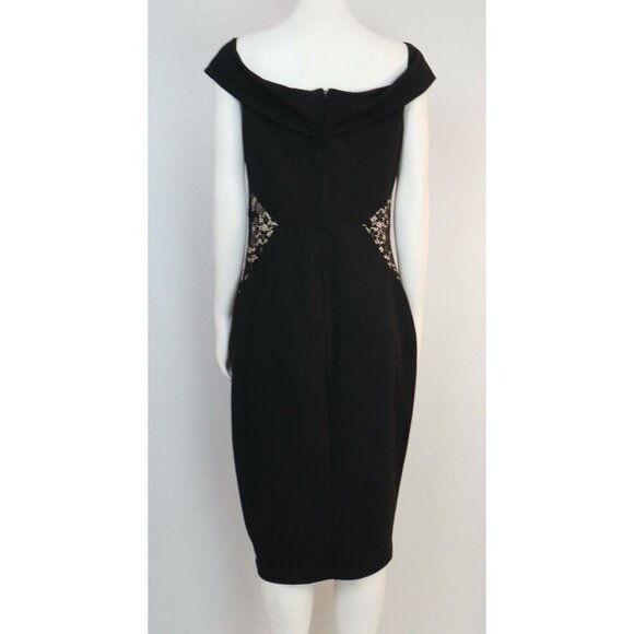 BISOU BISOU MICHELE BOHBOT - WOMEN'S BLACK OFF THE SHOULDER DRESS - SIZE 10 - Picture 7 of 8